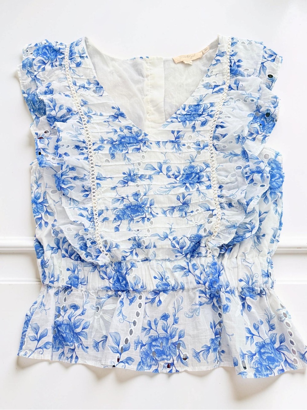 Anthropologie Forever That Girl Floral Ruffle Eyelet Top